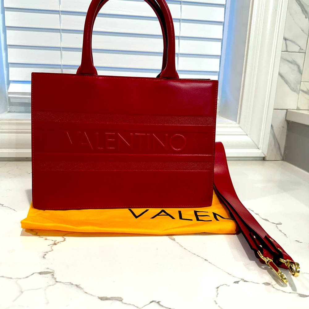 Valentino Red Leather Tote Bag